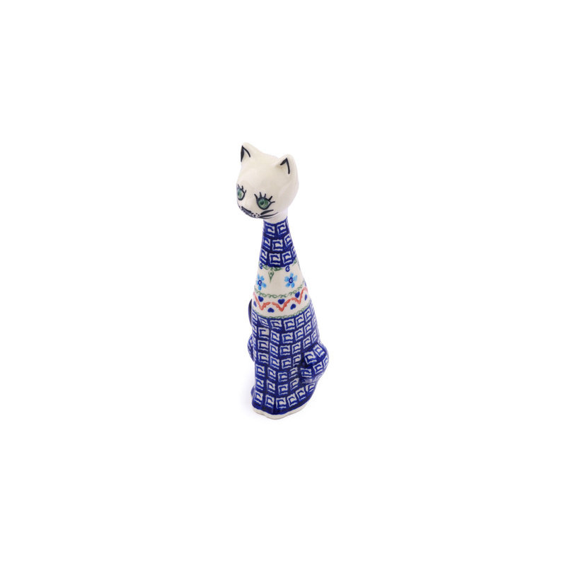 Figurine pour chat en céramique polonaise, H 9,72 po x l 3,15 po x P 3,74 po