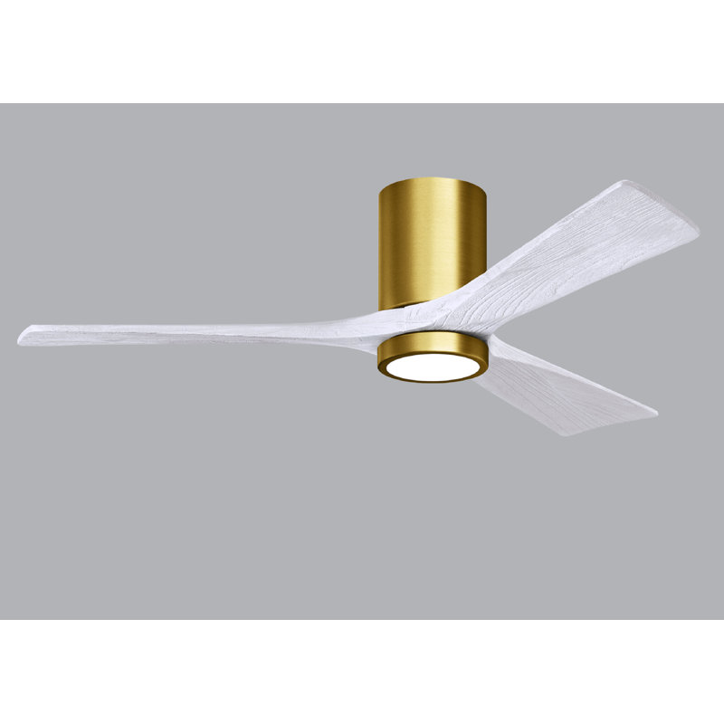 Olivier Ceiling Fan with LED Lights, Brushed Brass, Matte White, 52"
