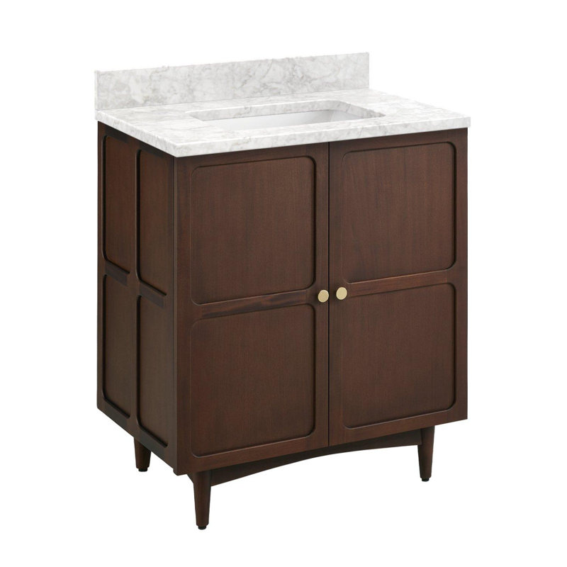 36" Delavan Vanity With Undermount Sink, Carrara Marble, Rectangular , No Faucet Hole