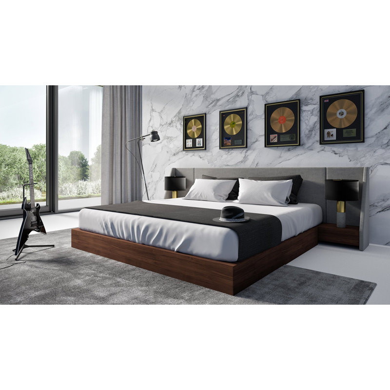 Easton Wingback Platform Bed with Integrated Nightstands, King