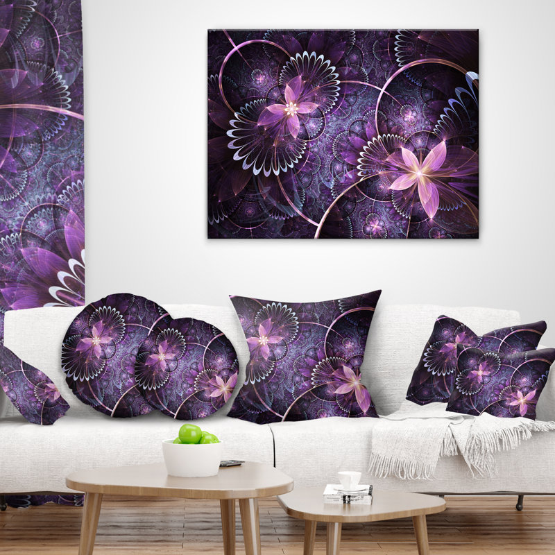 Oreiller d’art numérique à fleur fractale, 16 po x 1 po, Coussin décoratif