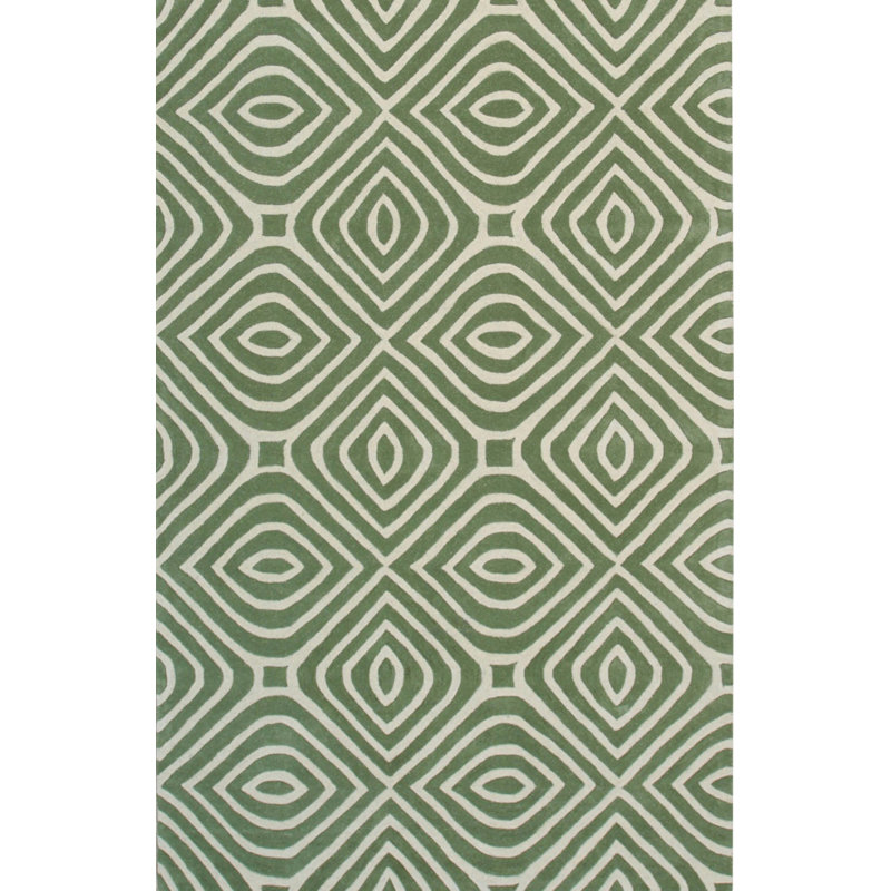 Hand Tufted Wool Area Rug in Green