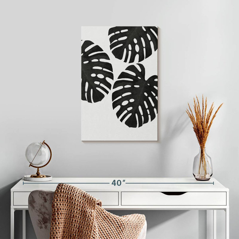 Feuille de Monstera III BW, H 24 po x l 16 po