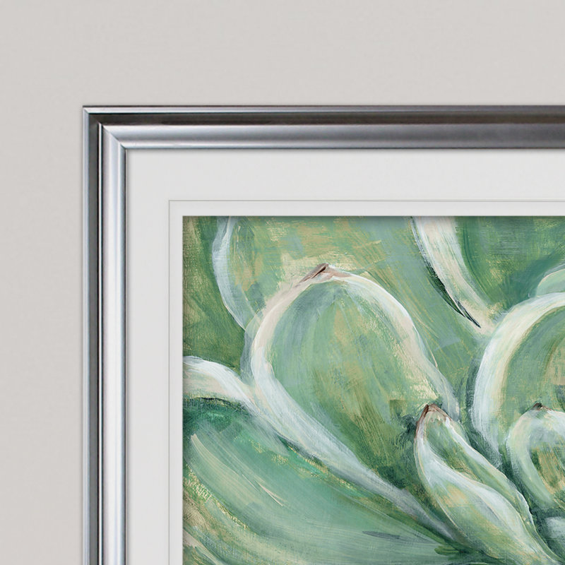 « succulent », reproduction de peinture à l’acrylique encadrée, H 28 po x l 38 po x P 1,5 po, Argent