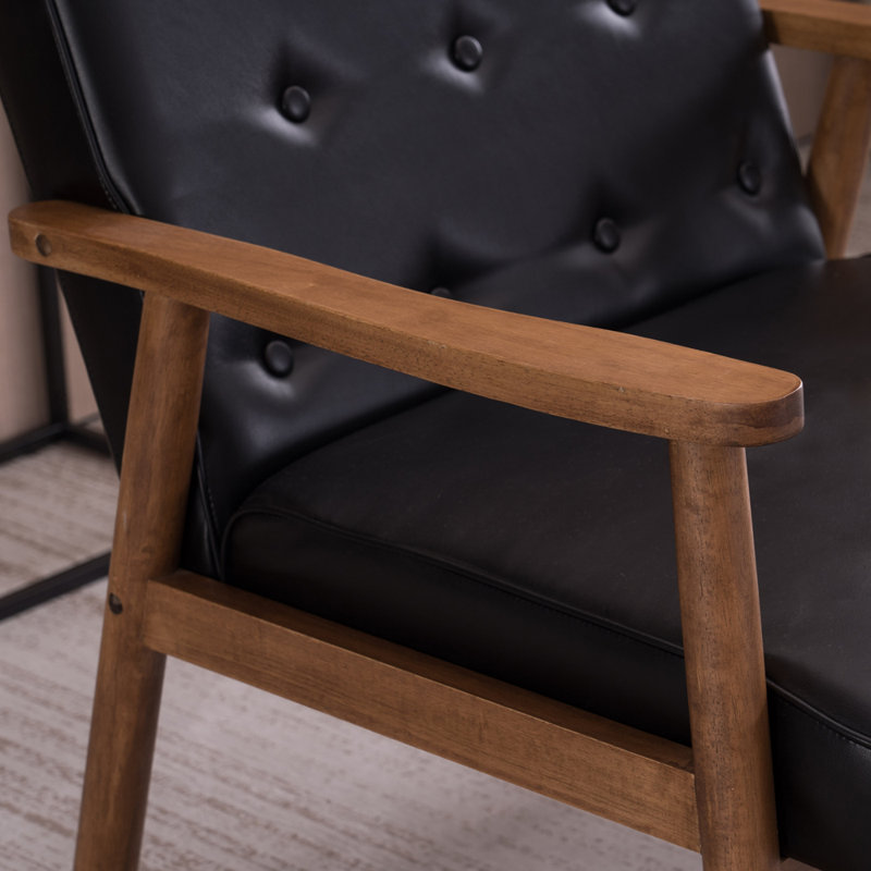 Faux Leather Slipper Chair, Black Faux Leather