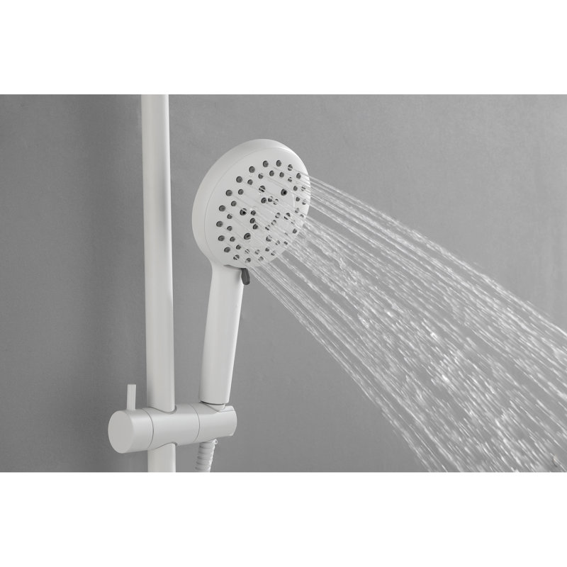 White Brass Shower Assembly With 10" Rain Showerhead, 4 Hand Shower, Adjustable Slide Bar And Soap Dish For Bathroom Wall Mounting Showerhead Improving Quality, - Unit