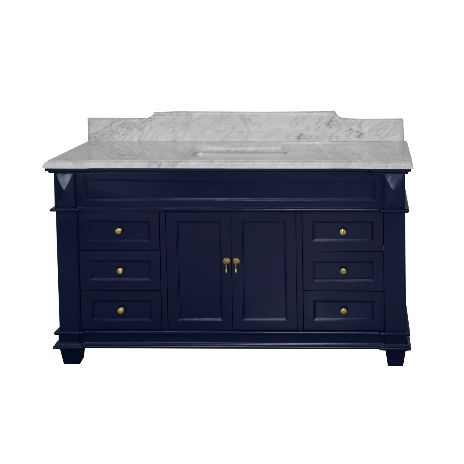 Ensa 60'' Single Bathroom Vanity, Carrara Marble, Royal Blue