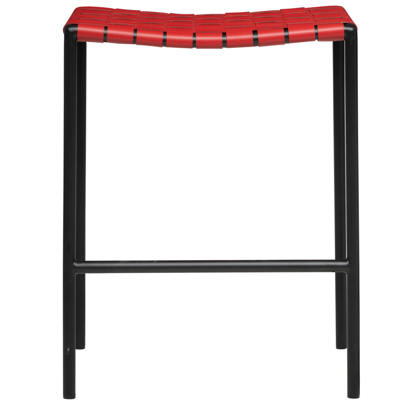 Laimonas Upholstered Counter Stool with Metal Frame, Counter Stool (26" Seat Height), Red