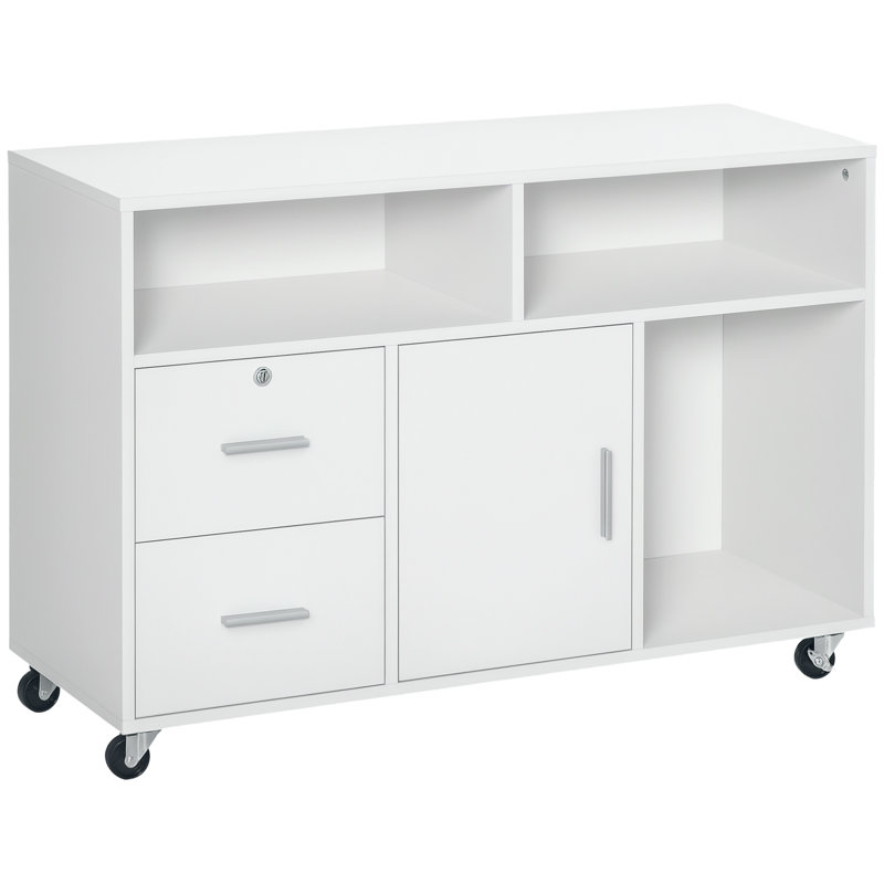 39.37'' Wide 2 -Drawer Mobile File Cabinet, White / White