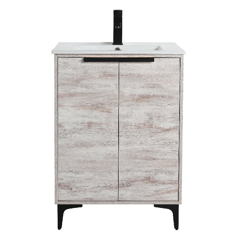 Ensemble de meuble-lavabo simple 24 po Kawamoto, Noir mat