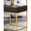 Table de bout de style contemporain, mélange de métal et de bois massif, tiroirs dissimulés, pieds en acier doré, finition noyer, glissières de roulement, bordure de table texturée - bord de table de 23 po x 23 po x 24 po de profondeur, largeur de 24 po