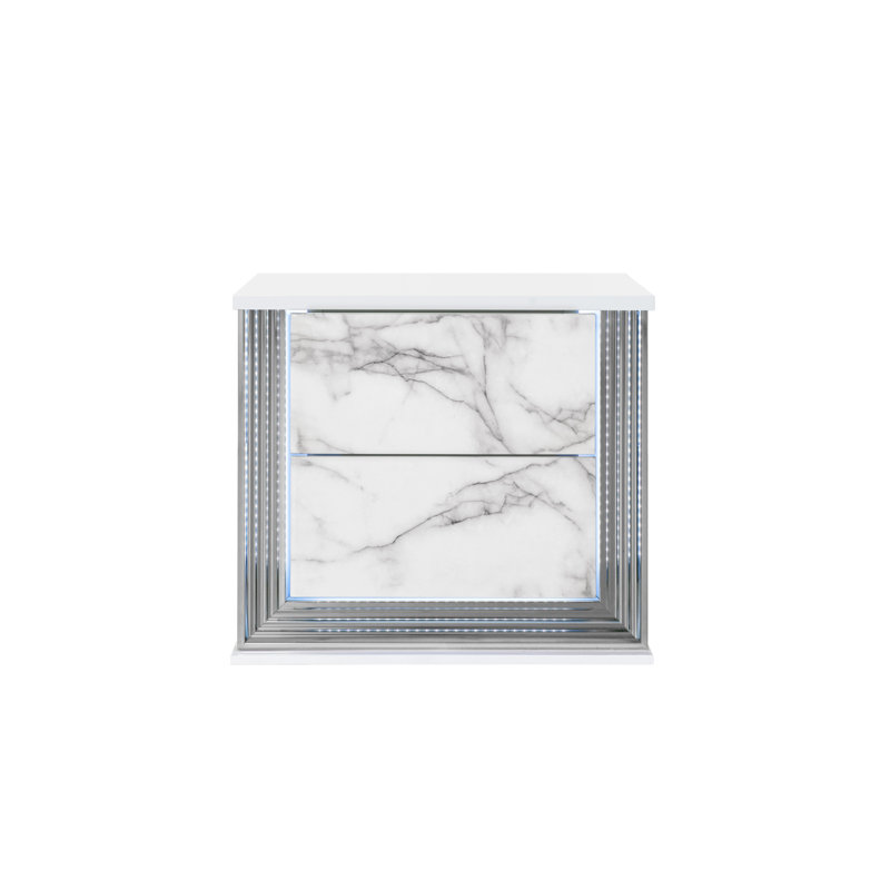 MOON WHITE MARBLE LED Nightstand