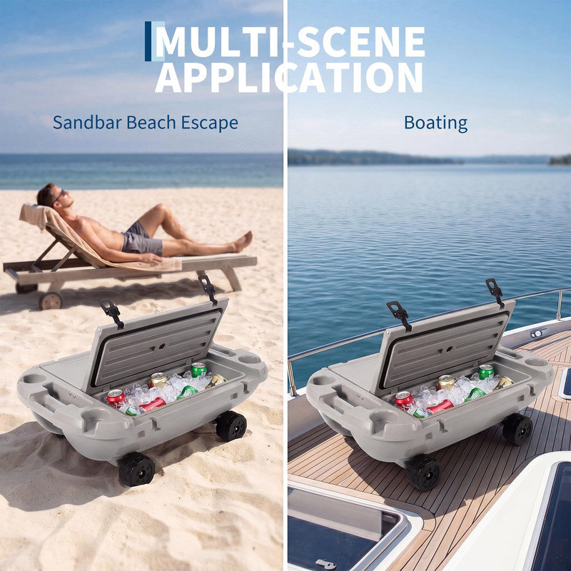 Glacière flottante 40QT avec roues pour la plage, la piscine, le canotage et le lac