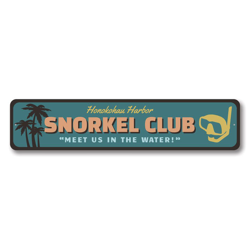 Plaque en aluminium Snorkel Club, H 4 po x l 18 po x P 0,04 po