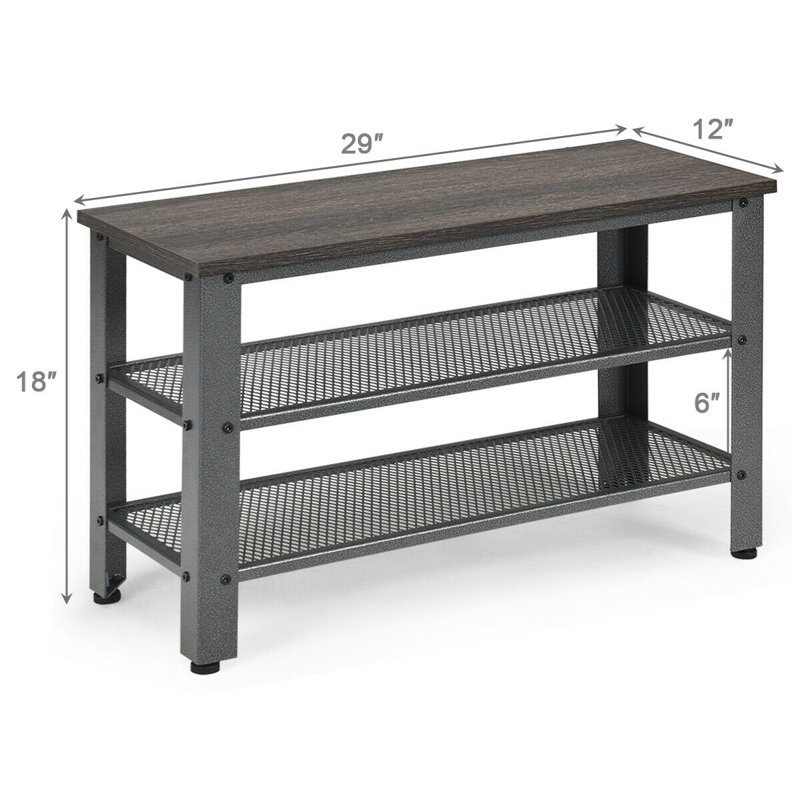Upholstered Storage Bench, Slate/Dark Brown