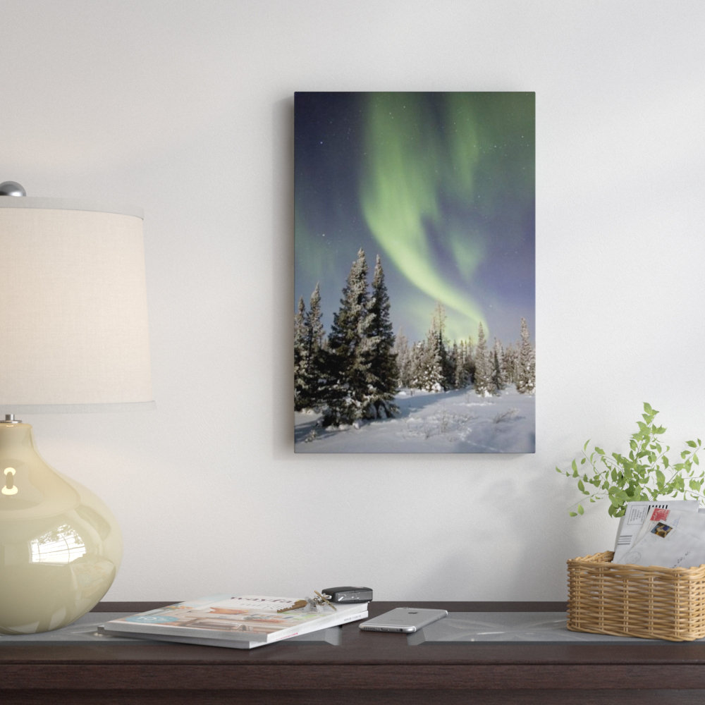 'Northern Lights Over Boreal Forest' Photographic Print on Canvas East Urban Home 