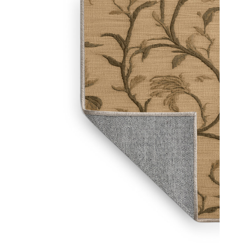 Tapis beige français lavable à la machine, Rond 3 pi