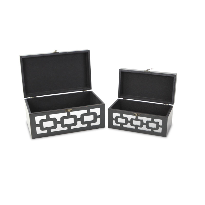 Dark Gray Geometric Pattern Decorative Box Set