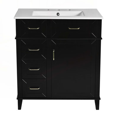 Meuble-lavabo de rangement avec lavabo en céramique