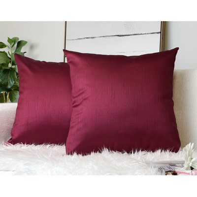 Housse de coussin carré en soie synthétique 20 pi x 20 po Aiking Home, fermeture à glissière, bourgogne (lot de 2)