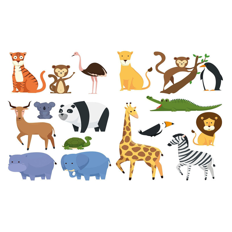 Premium Wallpaper Wall Mural - Cartoon Animals, 96" L x 120" W