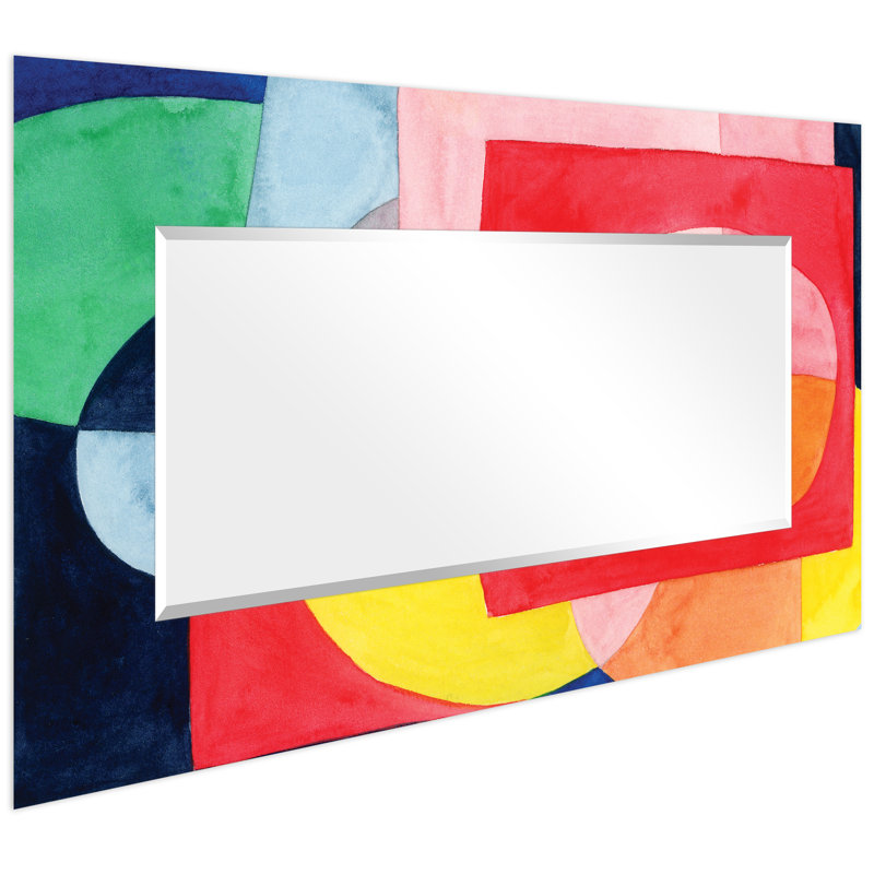 Anabia Colorful Modern & Contemporary Rectangular Beveled Art Wall Mirror, 72" x 36"