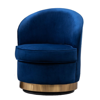 Fauteuil en velours bleu moderne avec pivot - Tissu de salon confortable et élégant