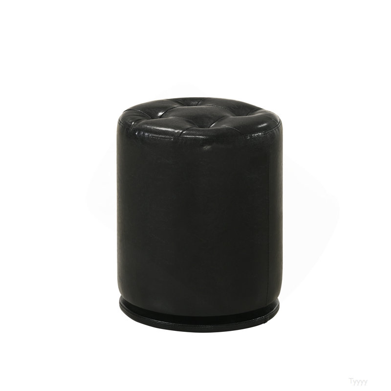 1Pc Glam Contemporary Upholstered Round Swivel Vanity Stool Button Tufted Seat Black, Black