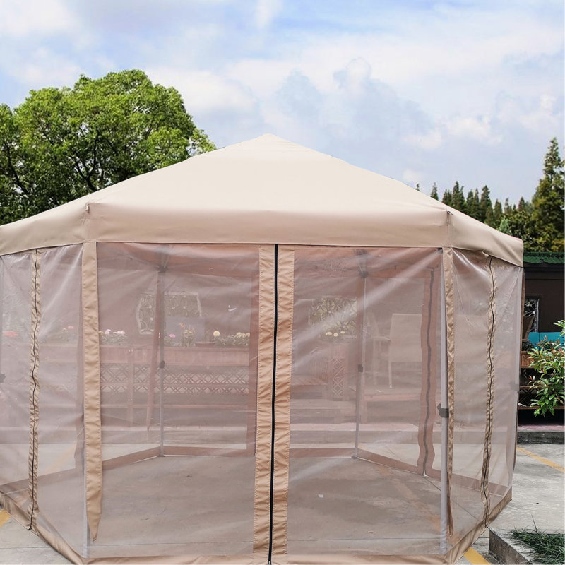 Pop-Up Gazebo Tent With Storage Bag And Wind Ropes Removable Side Panels Ground Anchors, Brown