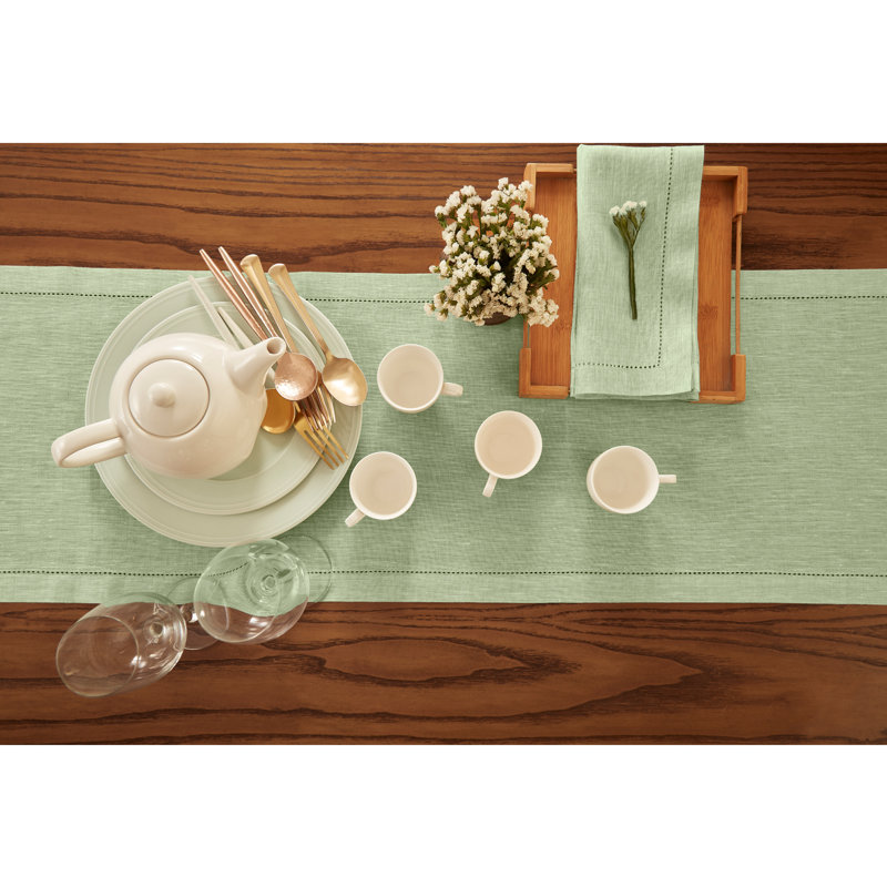 Milan - 100% Pure Linen Table Runner, Pistachio, 36" x 14"