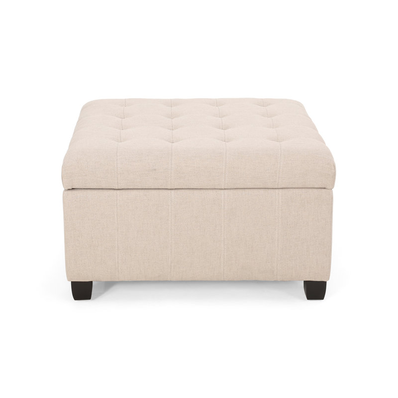 Contemporary Storage With Wheat Color, Birch Wood Legs And Comfortable Seating Waffle Stitch Design For Small Decor