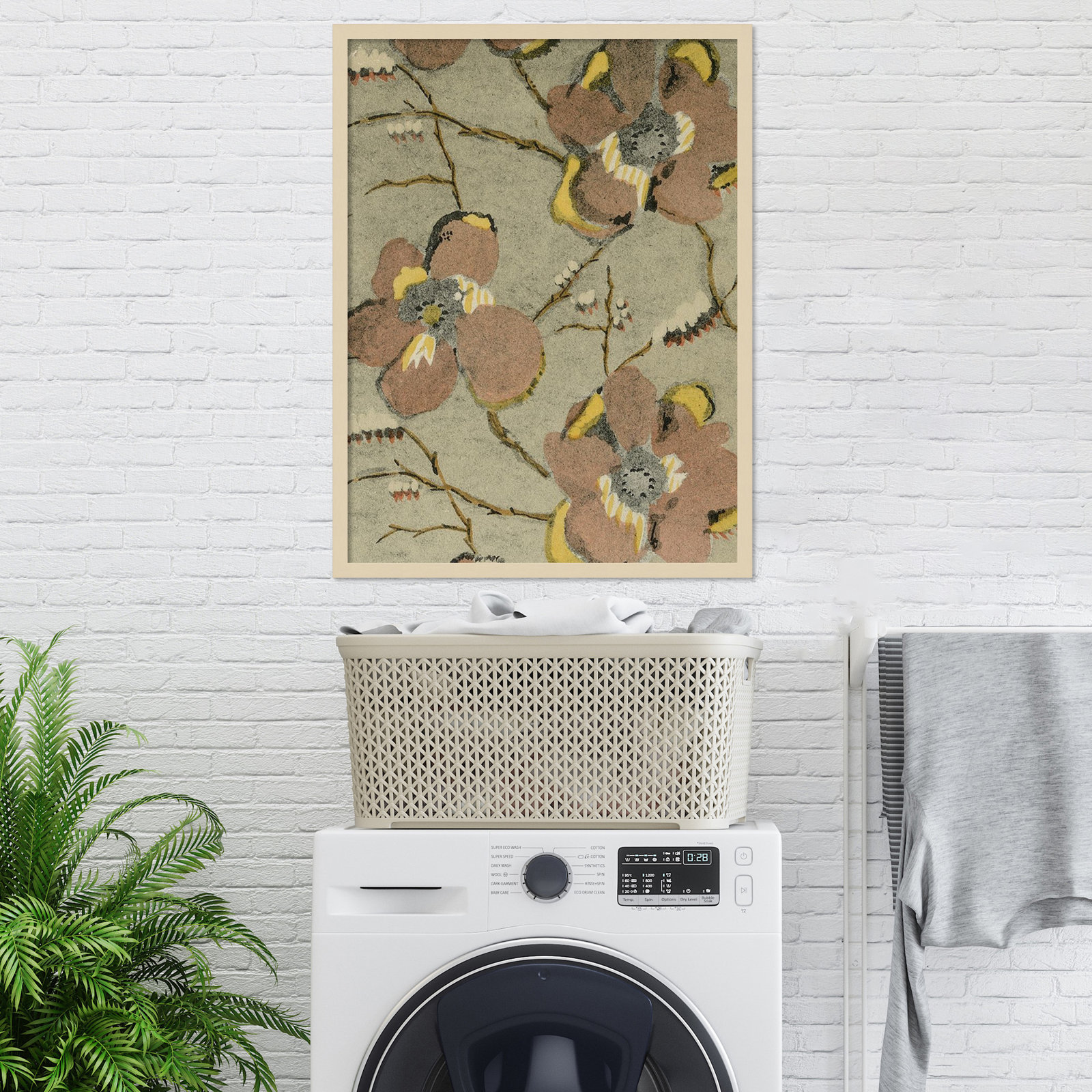 Delicate Floral Pattern II Painting, Brown, 33" H x 25" W