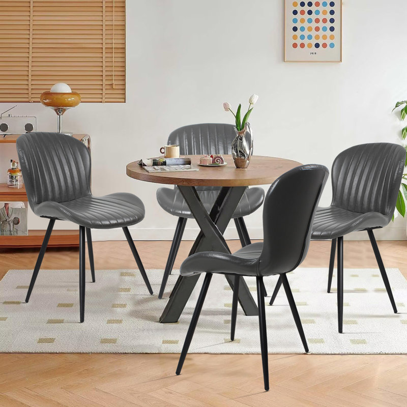 Chaises de salle à manger en cuir, Gris