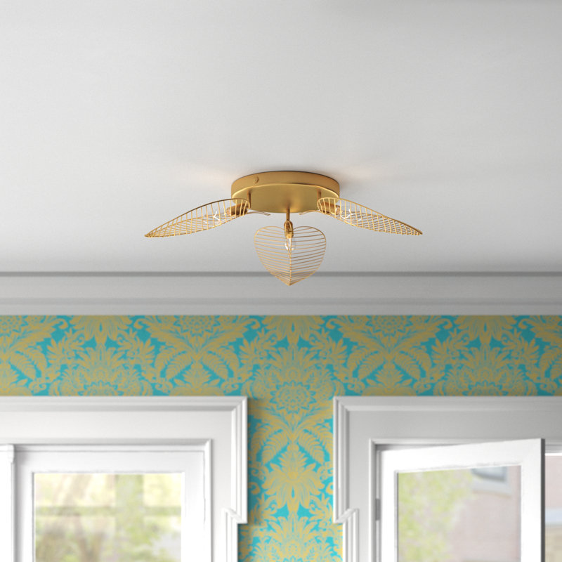 Pria 24"W Gold Leaf Shade Ceiling Light