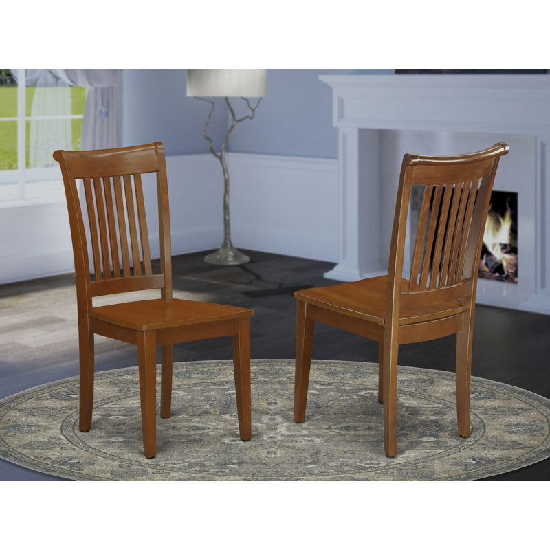 Chaises de salle à manger Lawanda - Ensemble de 2 chaises à dossier en lattes, brun selle, Brun selle, En bois
