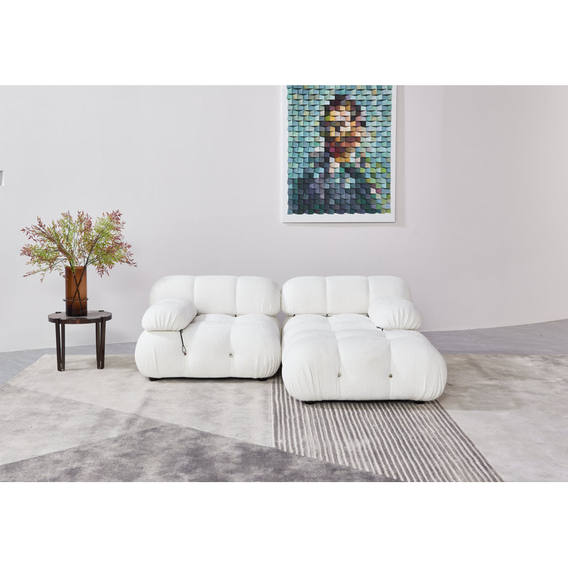 Canapé modulaire 3 pièces Milliron, Chenille blanche
