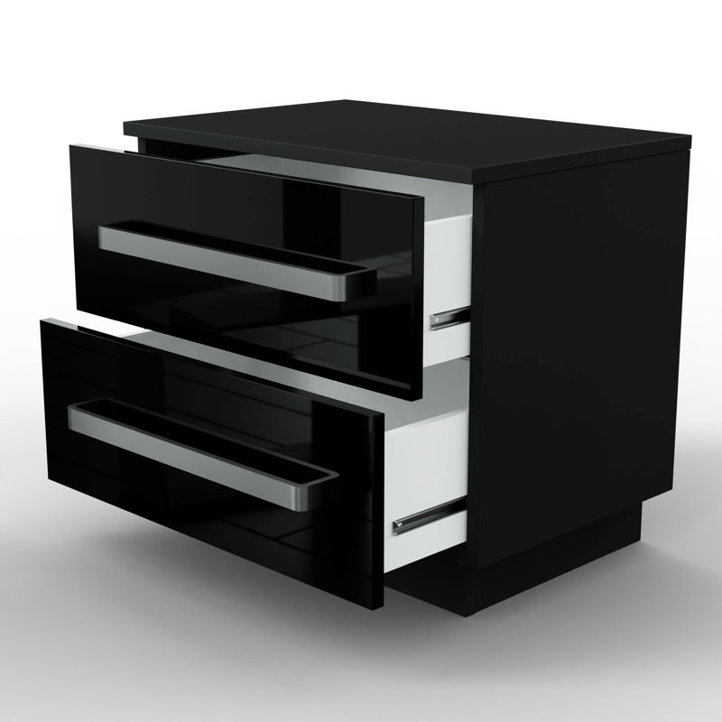 Varonique 55 cm W Bedside Table, Black