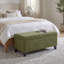 Repose-pieds de rangement avec couvercle rabattable, assemblage facile, pieds bouclés en tissu et en bois d'hévéa, vert rétro