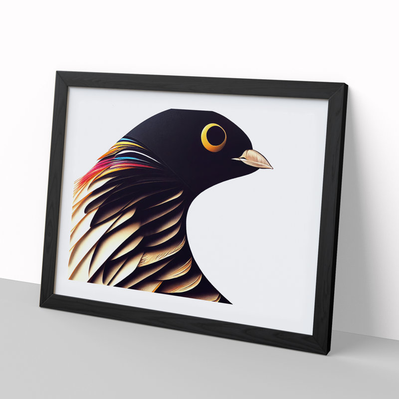 Intriguing Bird Abstract - Single Picture Frame Print, Black, 34cm H x 46cm W x 2cm D