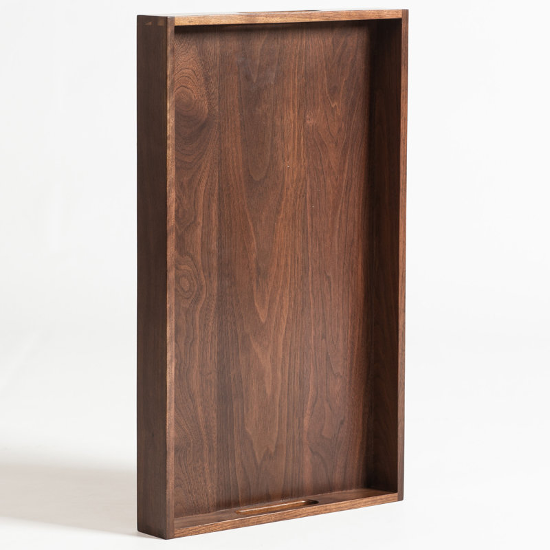 Glaude Rectangle Solid Wood Serving Tray with Cutout Handles, 2" H x 20" W x 12" D