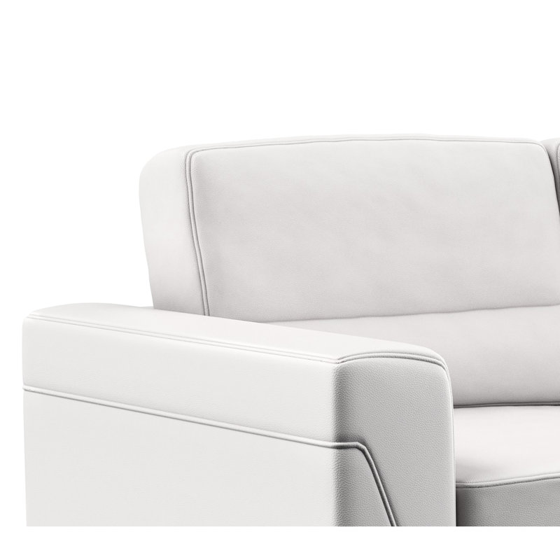 Chaise avec accoudoirs gris, carrés, en métal et l 34,12 po x l 62,94 po x H 34,12 po