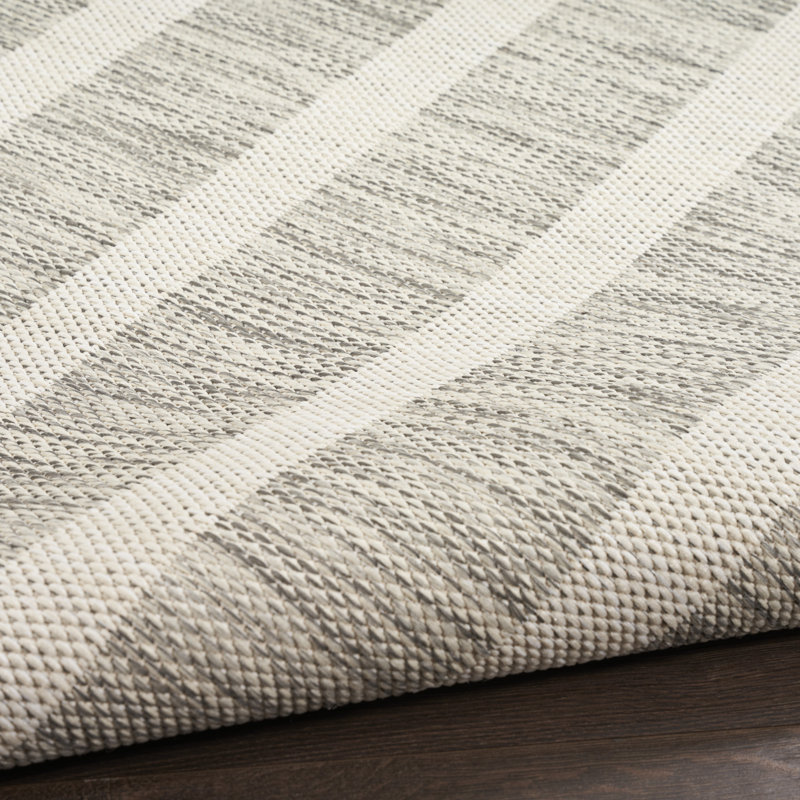 Tapis intérieur / extérieur rectangulaire Shaila, Rectangle 9 pi x 12 pi, Gris / Ivoire