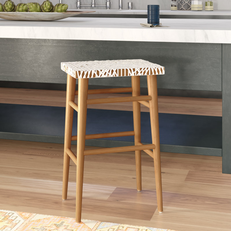Kazbah Upholstered Counter Stool with Solid Wood Frame, Bar Stool (30" Seat Height)