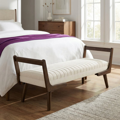 52'' Bed Bench Ottoman with PU Leather Upholstery & Water-Resistant Finish, Entryway Bench with Solid Wood Frame & High-Density Foam for Bedroom, Living Room, End of Bed