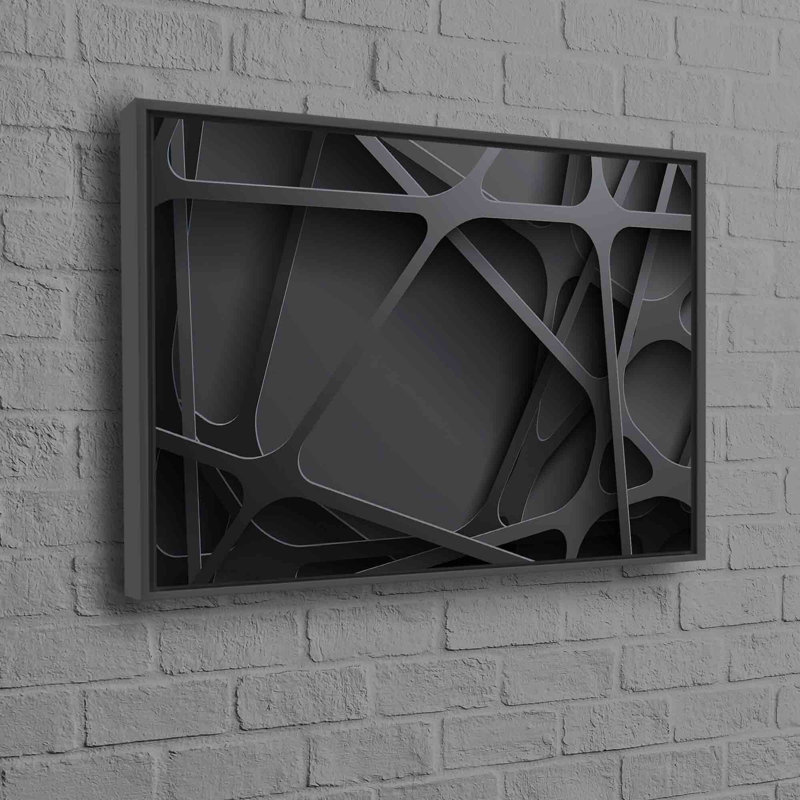 Stylish Abstract Canvas Art with Metallic Effect and 3D Feature Perfect for Wall Decor, Framed Print without Mat, Black