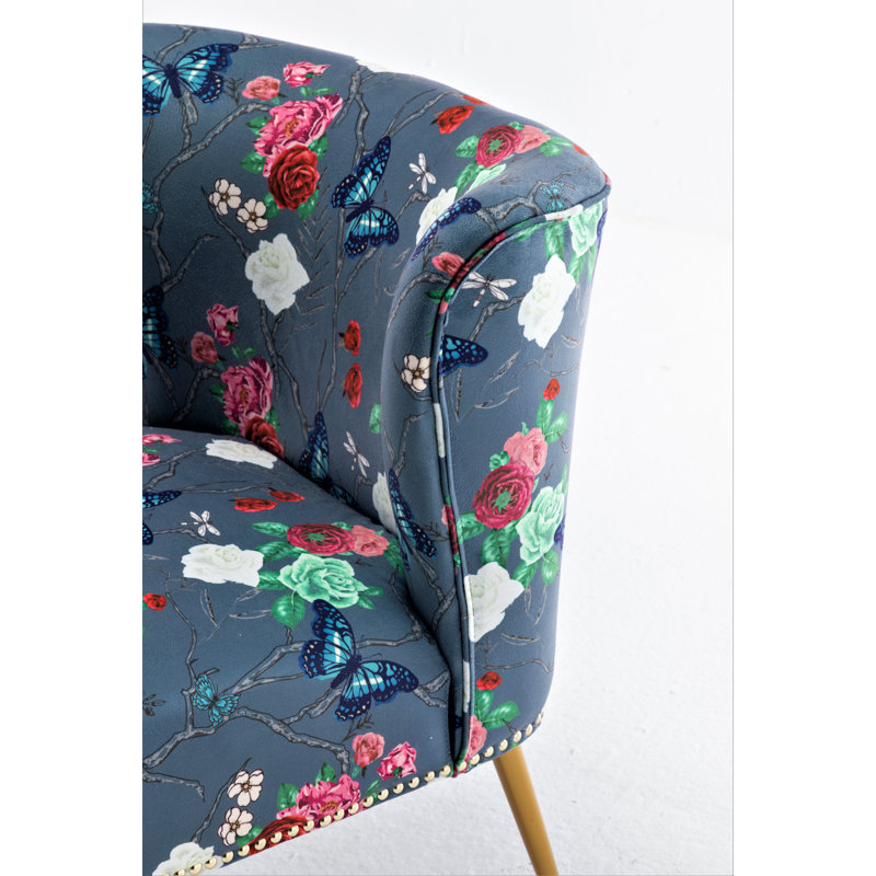 Friant Upholstered Slipper Chair, Navy 100% Polyester