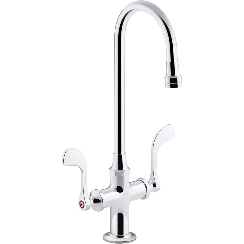Triton Bowe 0.5 GPM Monoblock Gooseneck Bathroom Sink Faucet with Aerated Flow and Wristblade Handles, Drain Not Included
