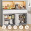 Grand garde-manger en bois 75 po avec tablette à micro-ondes et lumières DEL -1892278116