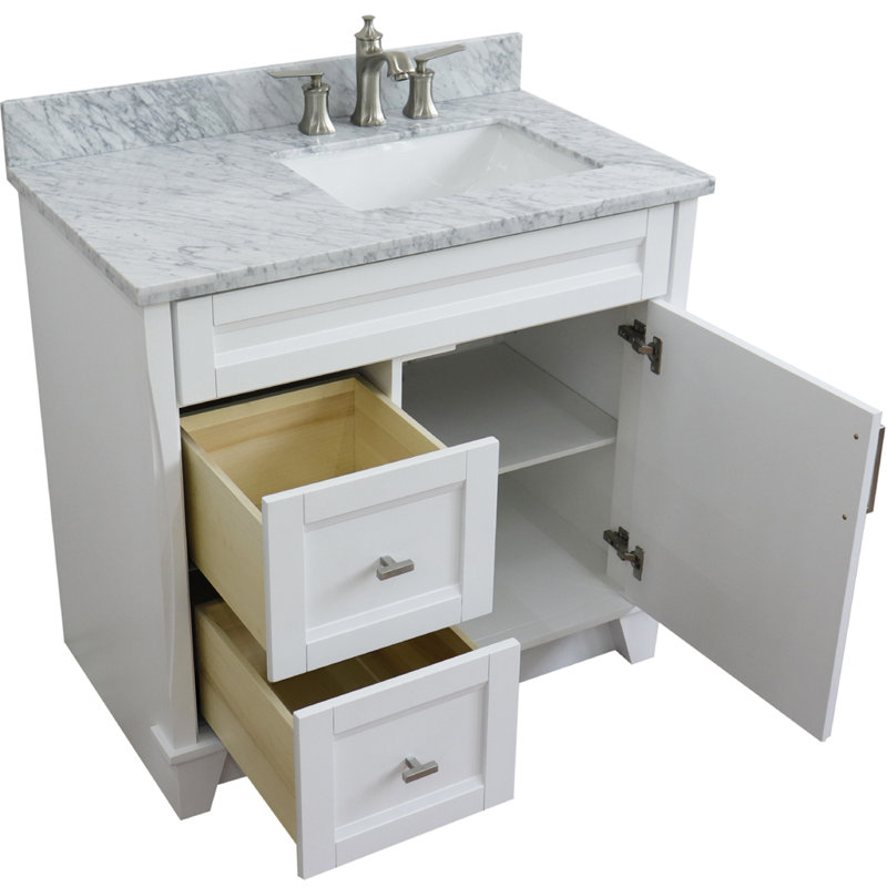 Safia 37'' Single Bathroom Vanity with Carrara Marble Top