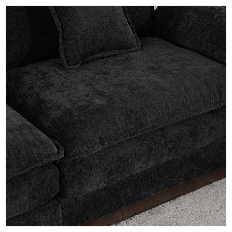 Module d'accoudoirs moderne en chenille noir pour canapé modulaire Cloud, Noir